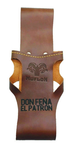 Porta Cerveza Cuero Al Cinto Muflon + Grabado Gratis