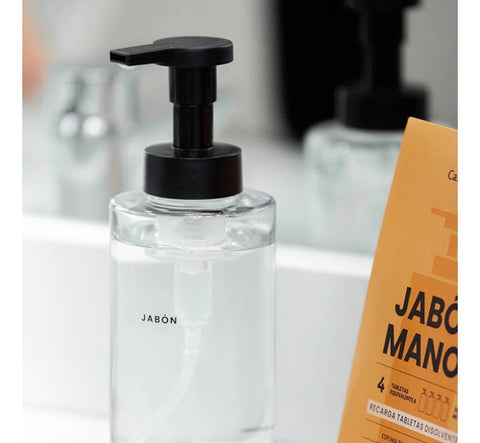 Dispensador De Jabon Vidrio Transparente Casa Nativa 350ml