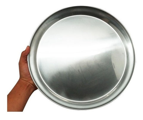 Bandeja Redonda Molde Acero Inoxidable 35cm Pizza Cocina