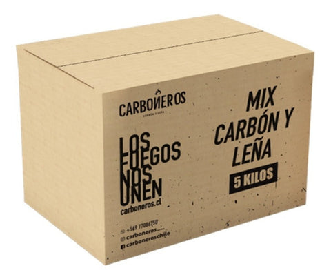 Caja Carbon Y Leña Mix 5kg Asado Parrilla