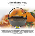 Olla Wayu Hierro Fundido Tapa De Madera 25cm  Asado Cocina