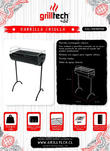 Parrilla Criolla Clásica Premium Asado Quincho Bbq