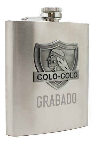 Botella Petaca Metálica 500ml U De Chile + Grabado Gratis