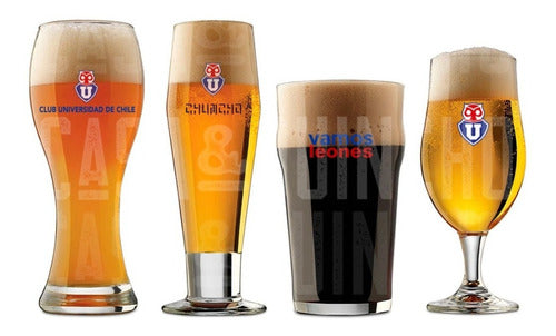 Set 4 Vasos Cerveceros U. De Chile Premium Bar Quincho Bbq
