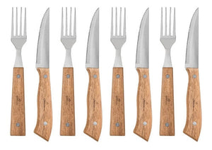 Set Cuchillos + Tenedores Para Asados 8 Piezas Grilltech + Grabado Personalizado