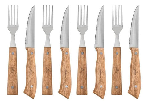 Set Cuchillos + Tenedores Para Asados  8 Piezas Grilltech