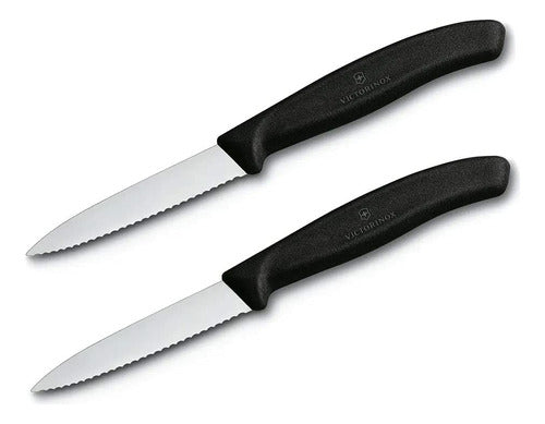 Cuchillos Verdura Swiss Classic Dentado Negro Victorinox