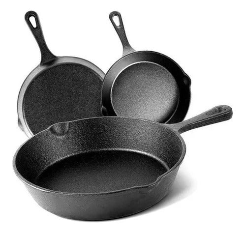 Set De 3 Sartenes Hierro 16 - 20 Y 26cm