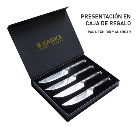 Set De 4 Cuchillos De Carne Parrilleros Kanka Acero Aleman