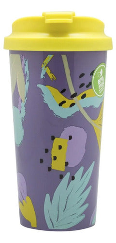 Mug Venti 380ml Flowers Keep Tapa Antiderrame Vaso Té Café