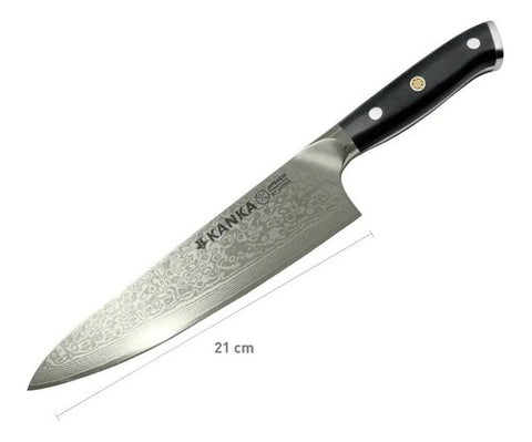 Cuchillo Acero Damasco Kanka Martillado 8 Pulgadas Damascus