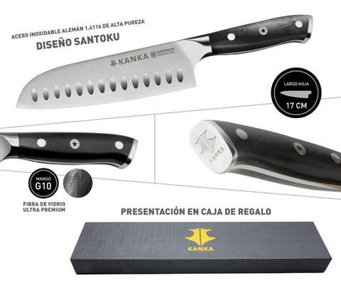 Cuchillo Acero Alemán Kanka Santoku Premium Cocina Parrilla