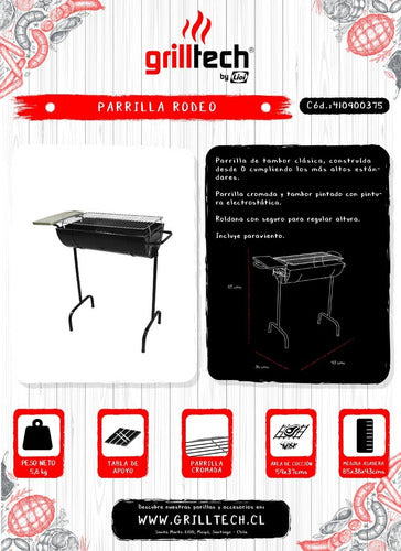 Parrilla Rodeo Clásica — Con Tabla Lateral | Asado Portátil Chile