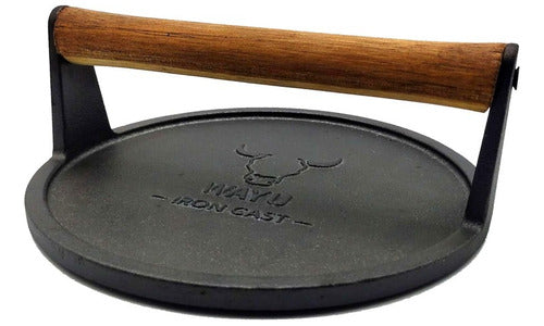 Prensa De Hamburguesa 18cm Hierro Fundido Wayu Parilla Carne