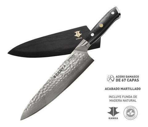 Cuchillo Acero Damasco Kanka Martillado 8 Pulgadas Damascus