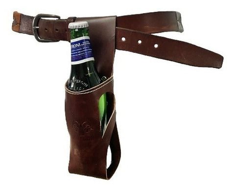 Porta Cerveza Cuero Al Cinto Muflon + Grabado Gratis