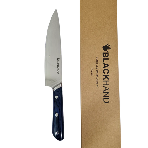 Cuchillo Ralún Acero Damasco Black Hand + Grabado Láser
