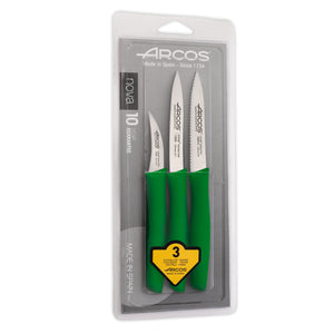 Set De Cuchillos Mondadores Cocina Arcos Premium Verde + Grabado Personalizado