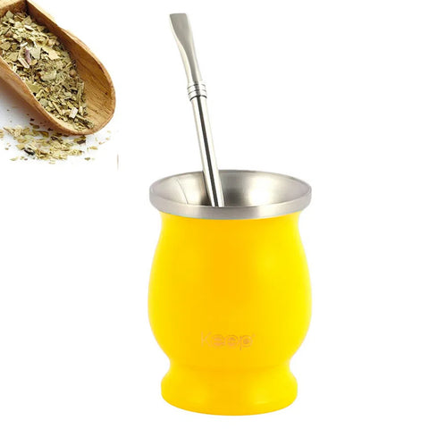 Mate Con Bombilla Keep 200ml Clasico Amarillo