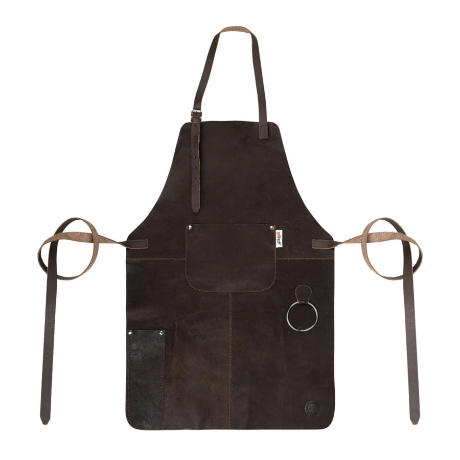 Delantal Pechera Parrillera Cuero Dark + Grabado Láser