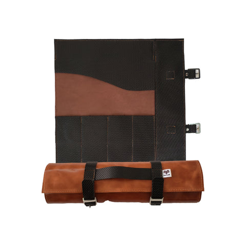 Bolso Porta Cuchillos 4 unidades, cuero liso 40x42cm.
