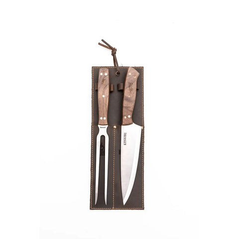 Set Cuchillo Tenedor Funda Cuero Kangkawe Premium Parrilla