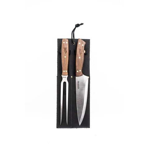Set Cuchillo Tenedor Funda Negra Kangkawe Premium + Grabado