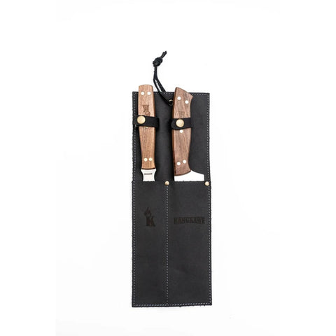 Set Cuchillo Tenedor Funda Negra Kangkawe + Grabado Láser