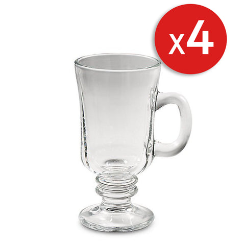 Set 4 Tazas De Vidrio Para Café Con Pie Capuccino Té 240ml