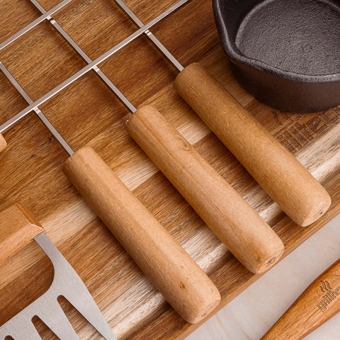 Set 6 Pinchos Premium Anticucho Asado Parrilla Niquelado