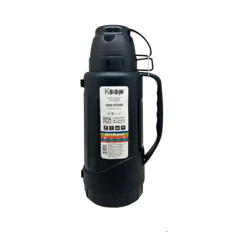 Termo Outdoor Keep 1,8lt Con Tazas Negro