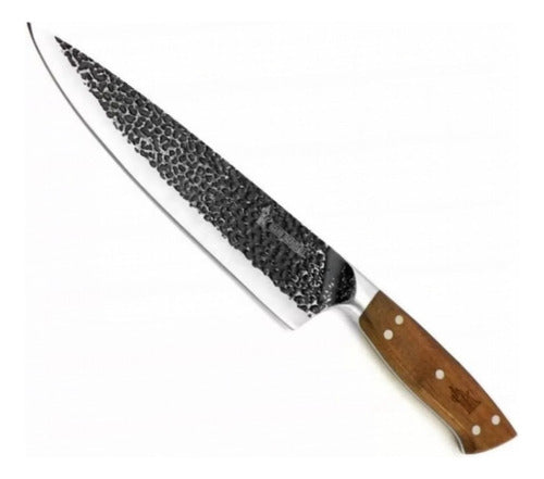 Cuchillo parrillero Curacaví martillado Kangkawe en vista lateral