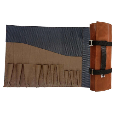Bolso Porta 10 Cuchillos Cuero Cocina Parrilla + Grabado