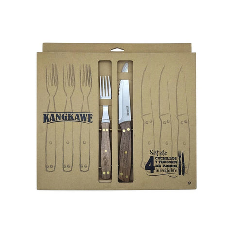 Set 8 piezas cuchillos y tenedores Kangkawe en su caja original