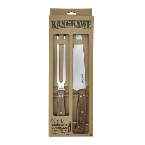 Set parrillero cuchillo y tenedor Kangkawe en su caja original