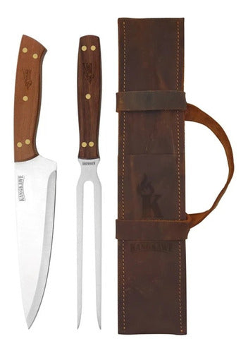 Set parrillero Kangkawe con estuche de cuero, vista principal